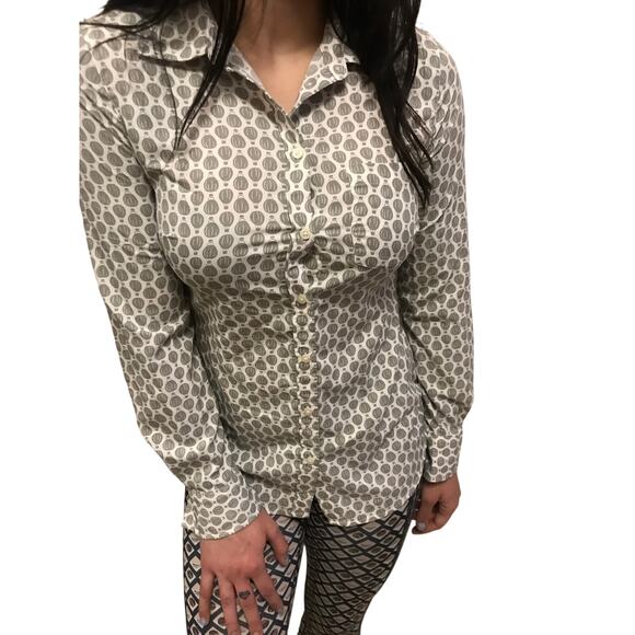 Merona Button Up Long Sleeve Shirt Gray Air Balloon Print - Picture 1 of 14